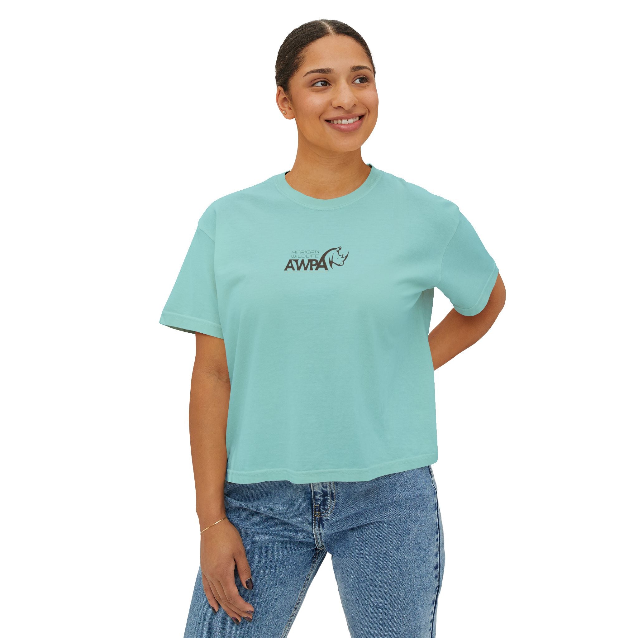 AWPA Women's Boxy Tee - Artistic Graphic Crop Top, Casual Style, Trendy Outfits, Gift for Her, Summer Wear