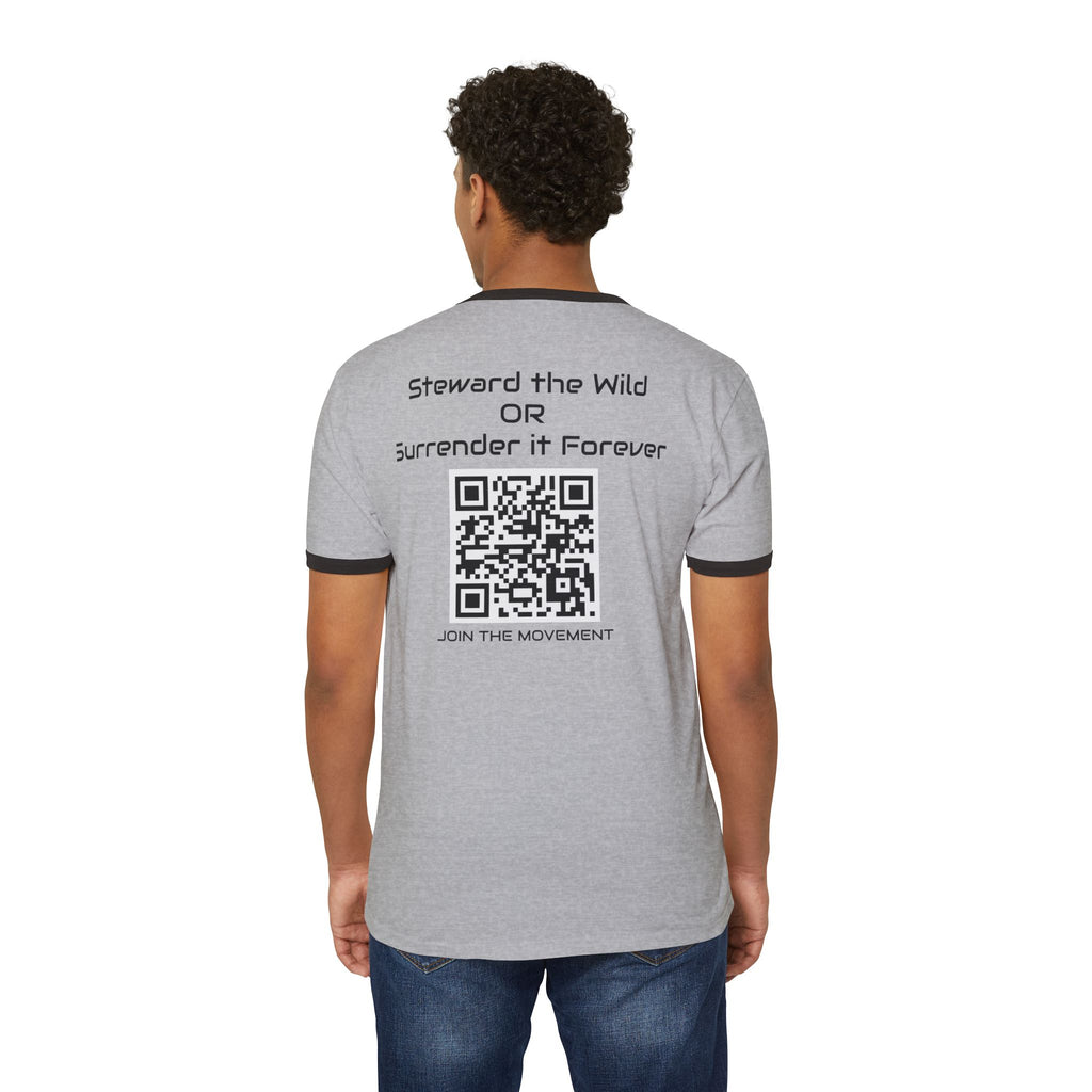 Eco-Friendly Giraffe Ringer T-Shirt, Animal Lover Gift, Nature Conservation Tee, Fun Casual Wear, Unique Graphic Shirt
