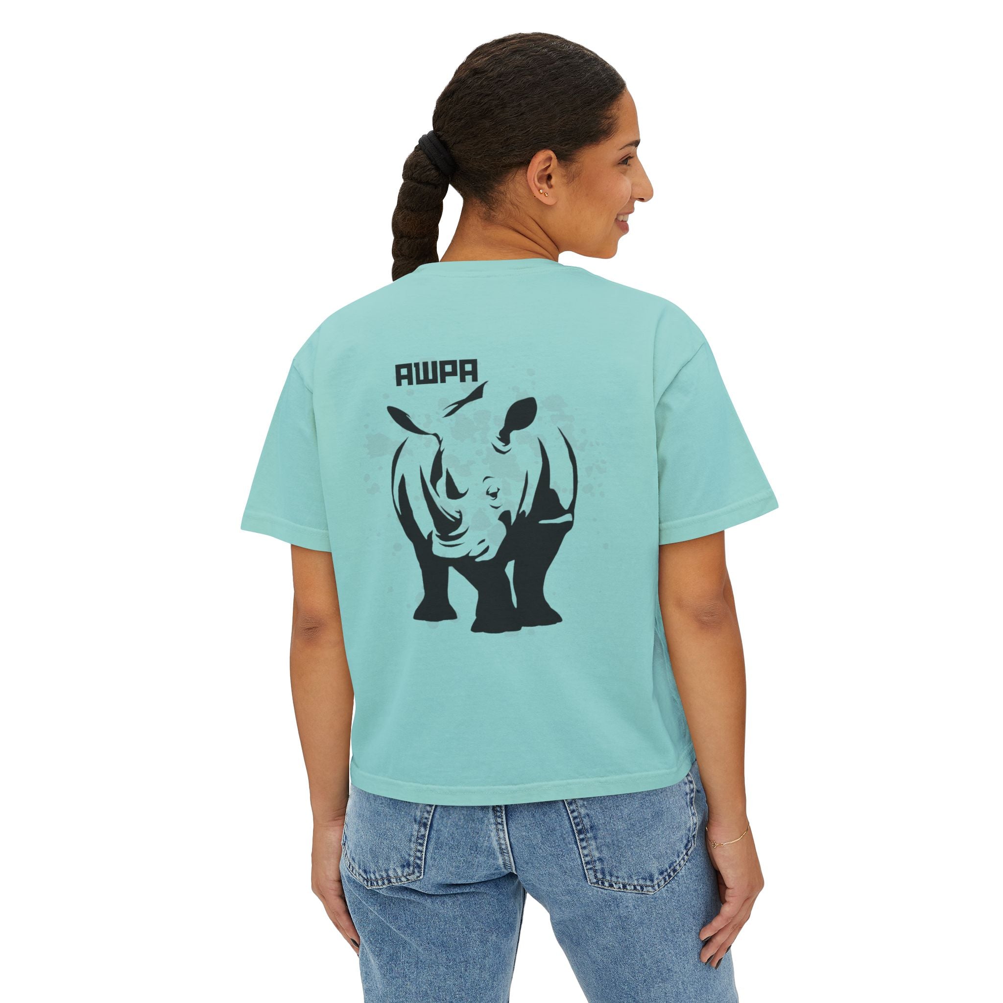AWPA Women's Boxy Tee - Artistic Graphic Crop Top, Casual Style, Trendy Outfits, Gift for Her, Summer Wear