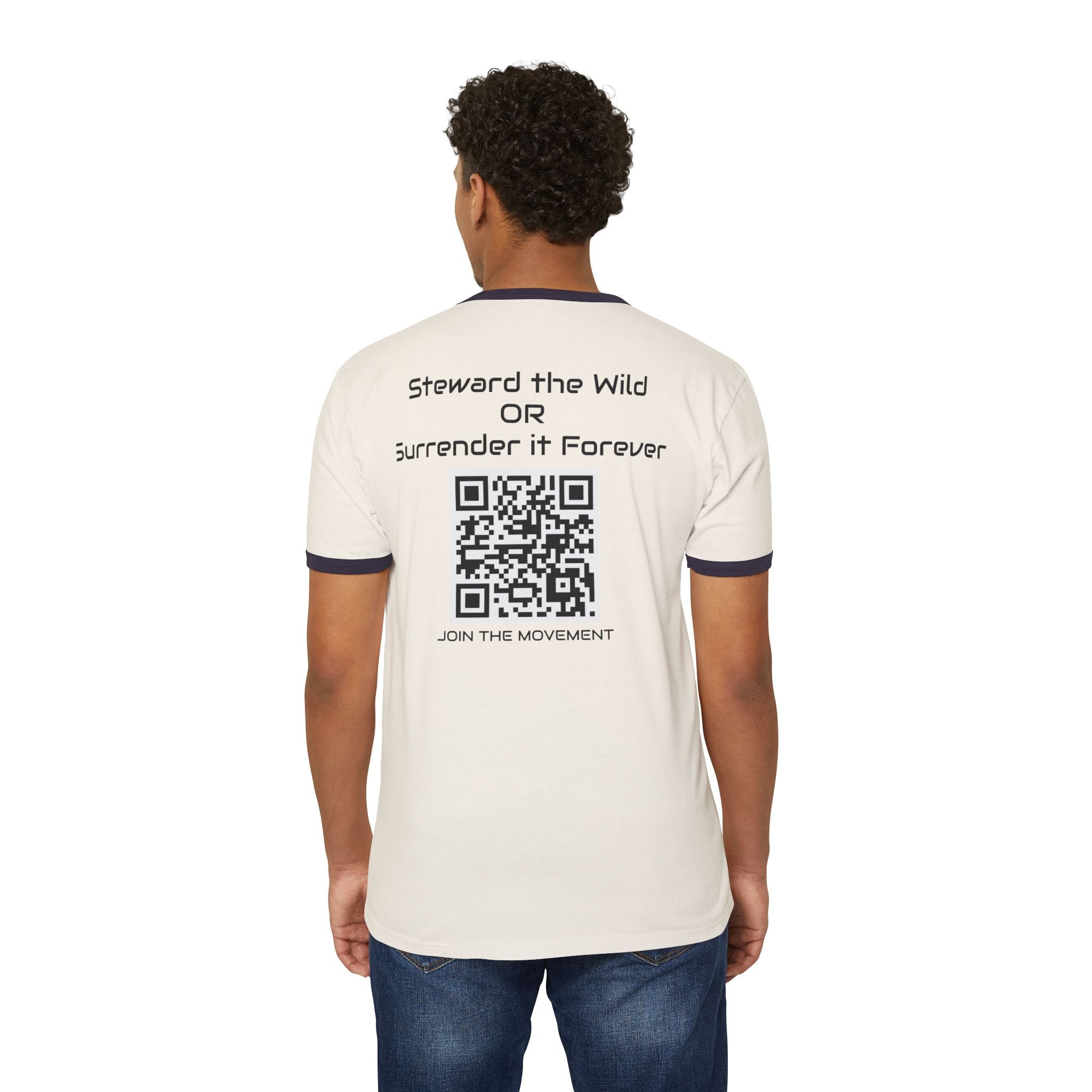 Eco-Friendly Giraffe Ringer T-Shirt, Animal Lover Gift, Nature Conservation Tee, Fun Casual Wear, Unique Graphic Shirt