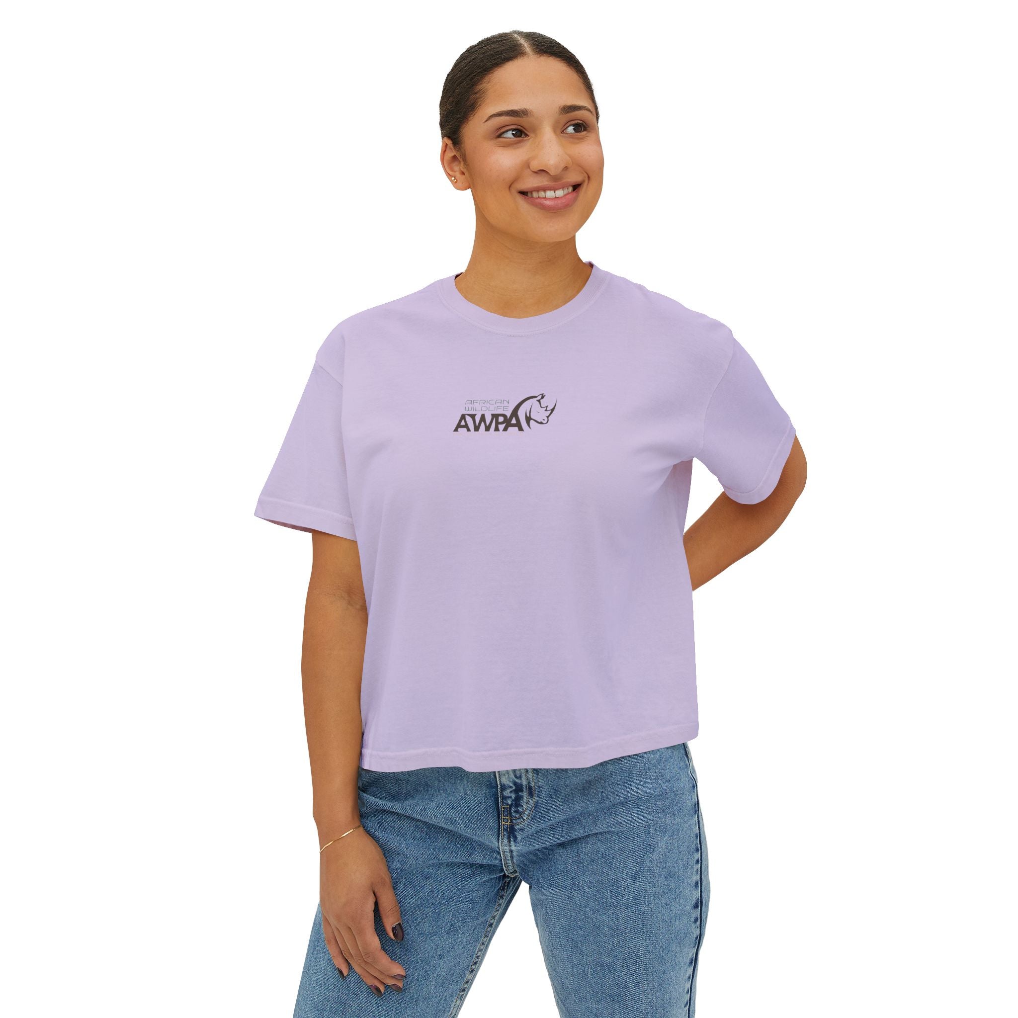 AWPA Women's Boxy Tee - Artistic Graphic Crop Top, Casual Style, Trendy Outfits, Gift for Her, Summer Wear
