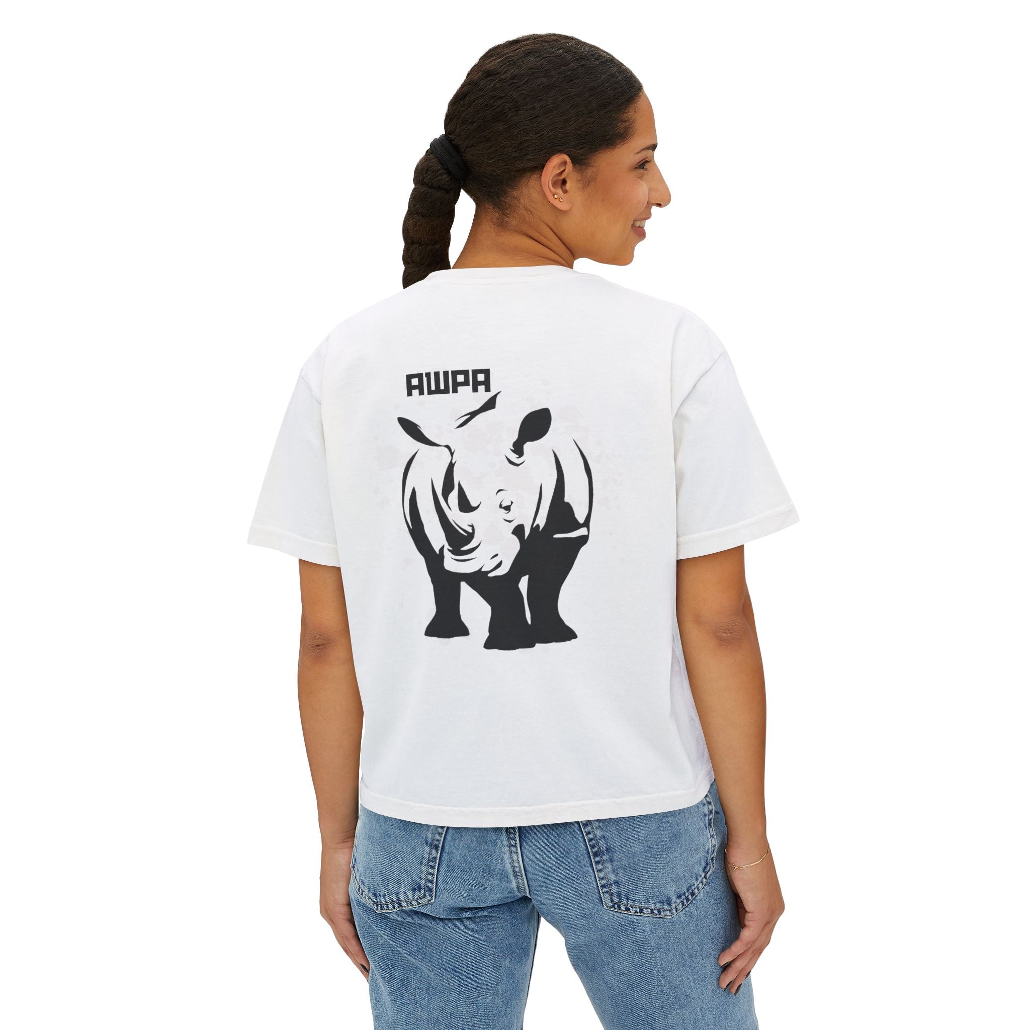 AWPA Women's Boxy Tee - Artistic Graphic Crop Top, Casual Style, Trendy Outfits, Gift for Her, Summer Wear