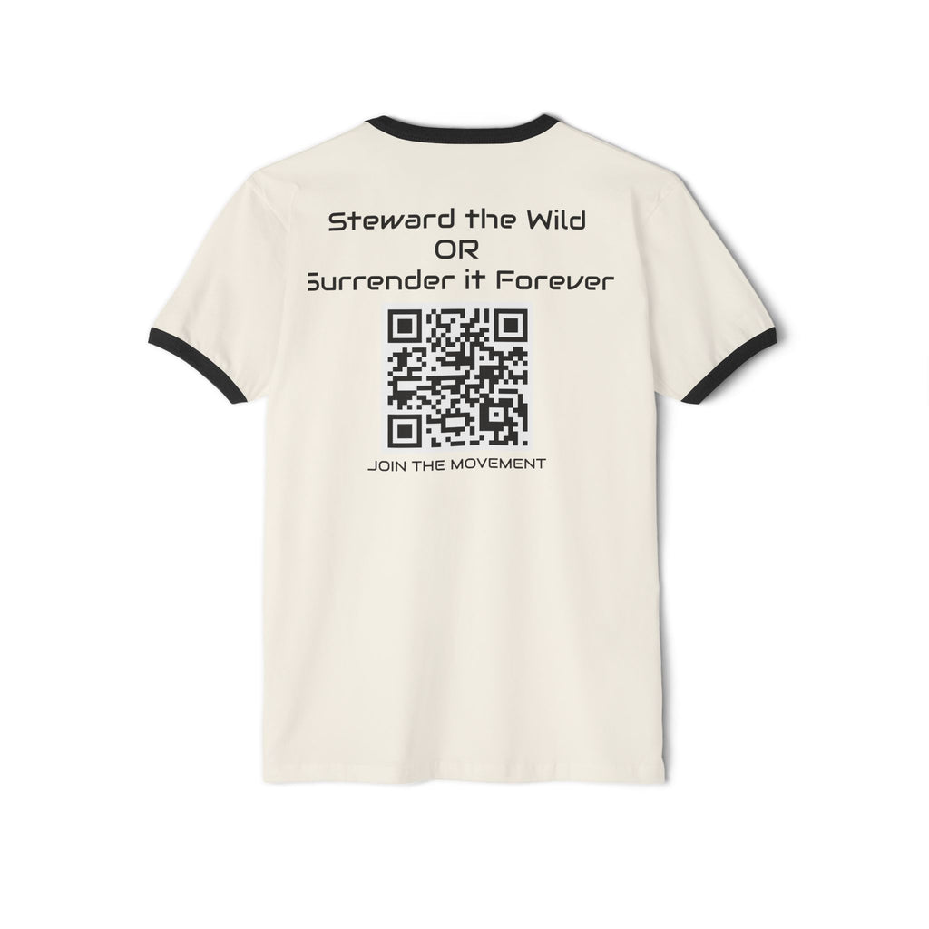 Eco-Friendly Giraffe Ringer T-Shirt, Animal Lover Gift, Nature Conservation Tee, Fun Casual Wear, Unique Graphic Shirt