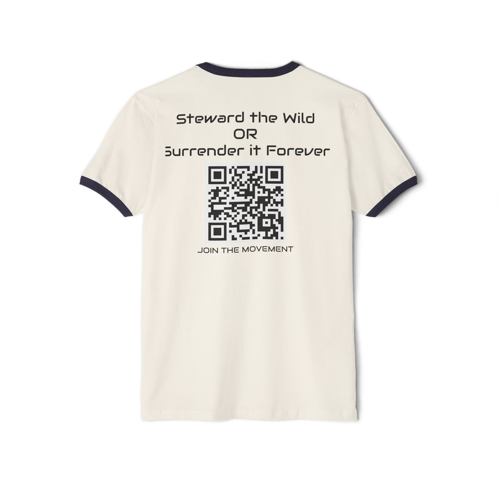 Eco-Friendly Giraffe Ringer T-Shirt, Animal Lover Gift, Nature Conservation Tee, Fun Casual Wear, Unique Graphic Shirt