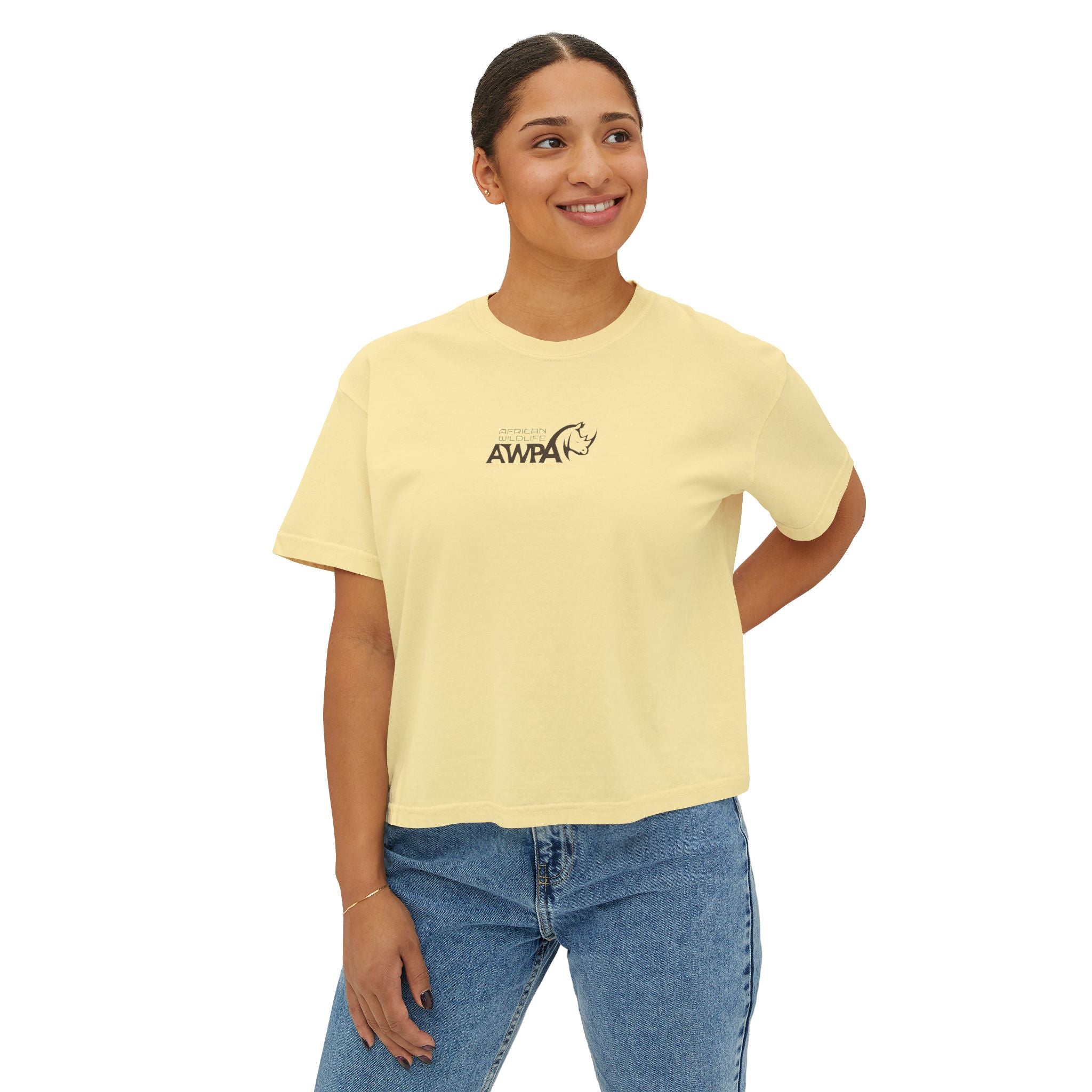 AWPA Women's Boxy Tee - Artistic Graphic Crop Top, Casual Style, Trendy Outfits, Gift for Her, Summer Wear