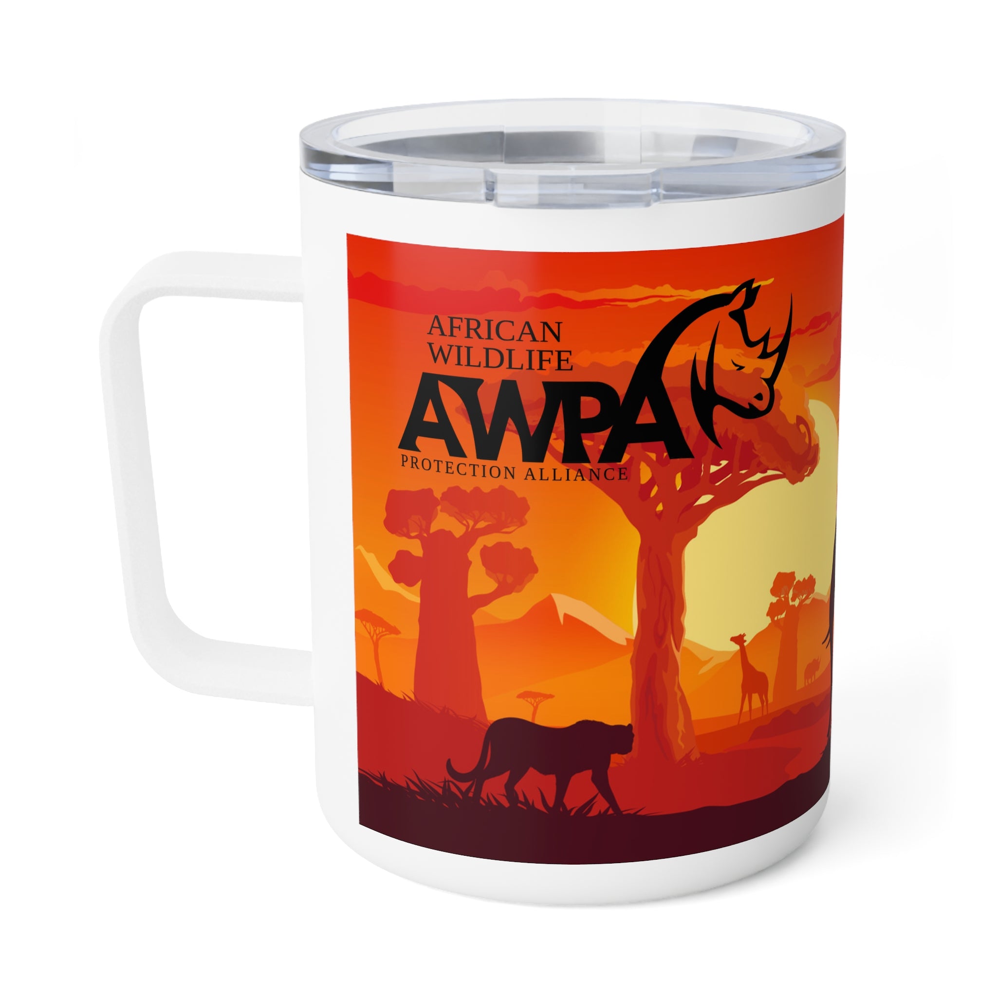 Safari Sunset Insulated Coffee Mug, 10oz - Wildlife Lover's Gift, Adventure Travel Mug, Camping & Outdoor Needs