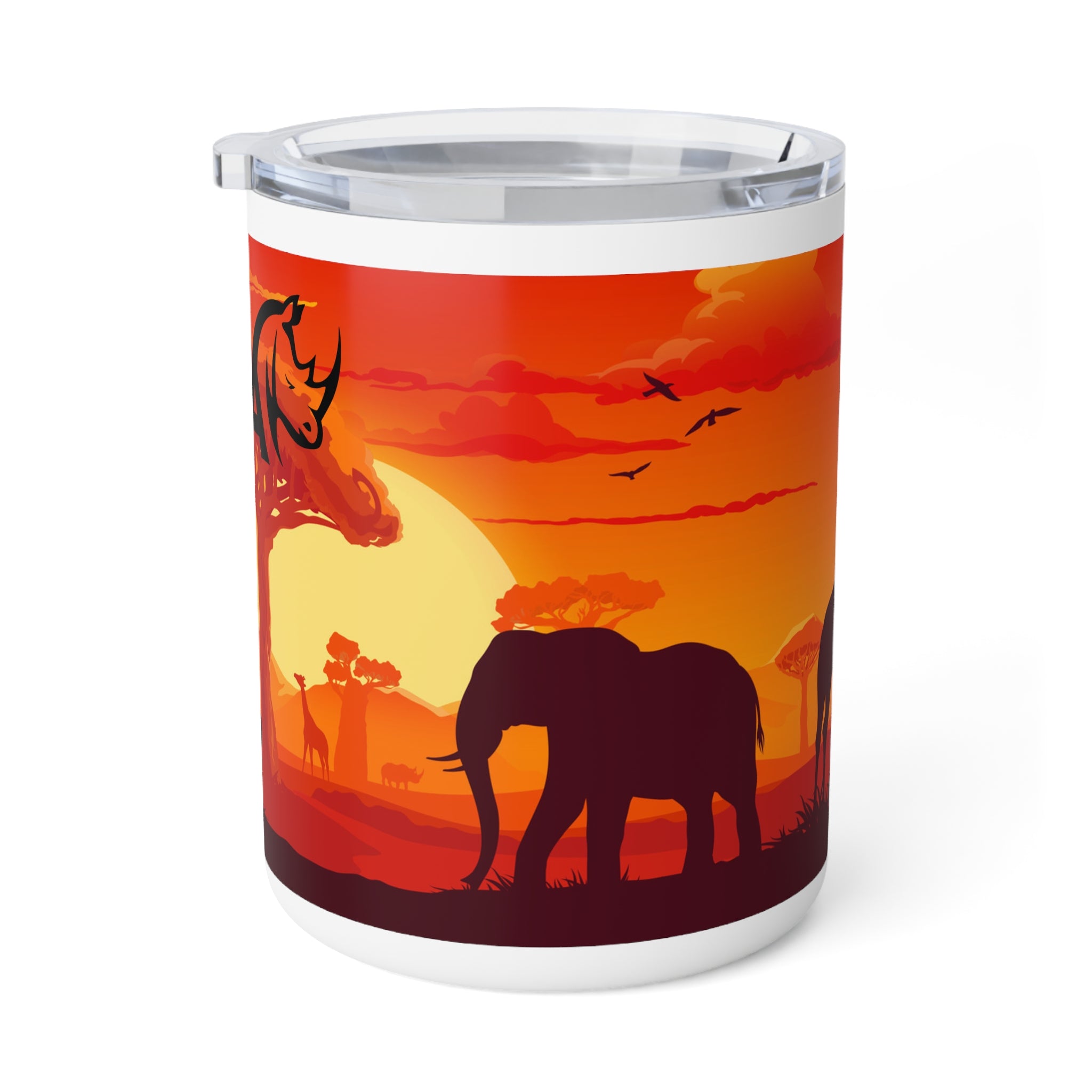 Safari Sunset Insulated Coffee Mug, 10oz - Wildlife Lover's Gift, Adventure Travel Mug, Camping & Outdoor Needs
